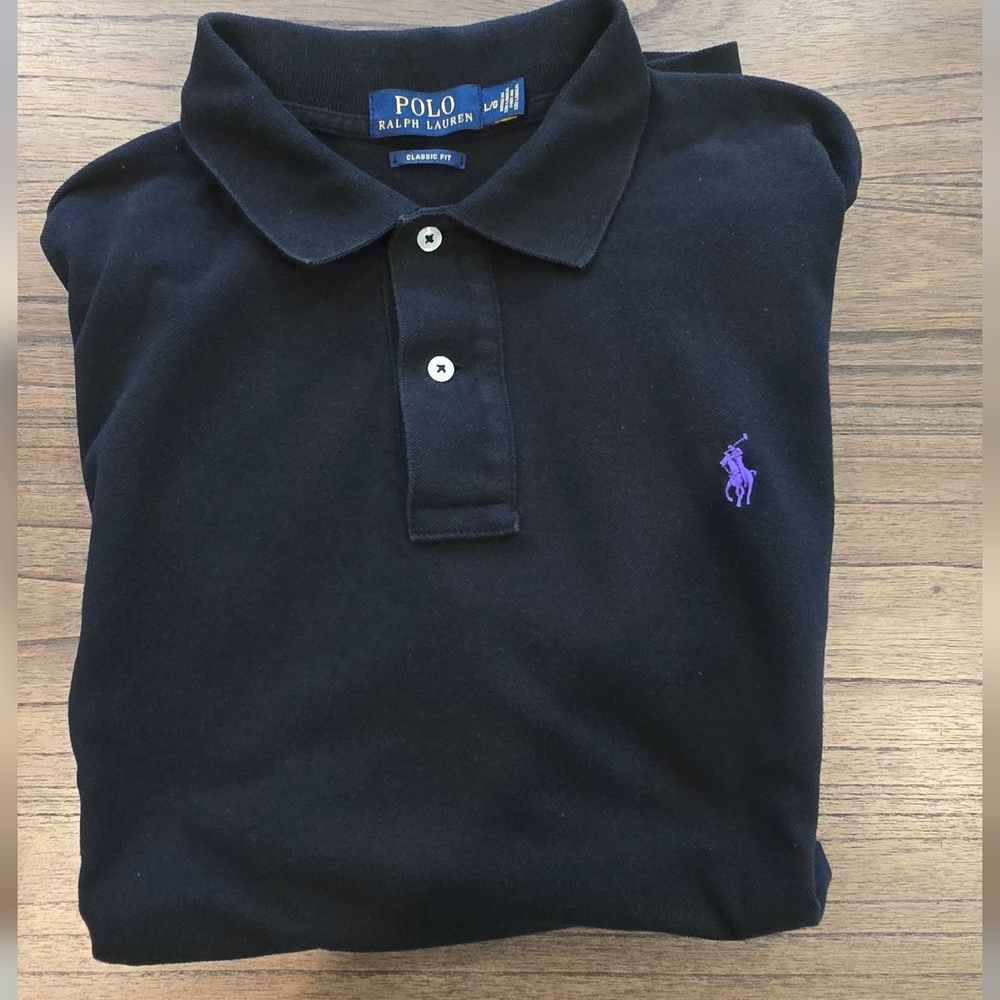 Ralph Lauren Black Polo with Purple Accents
